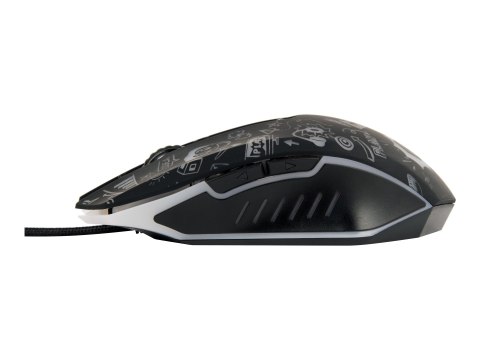Gembird MUS-6B-GRAFIX-01 - Mysz - ergonomiczna - kreskówkowy styl - optyczna - 6 przyciski - przewodowa - USB - czarny - pudełko