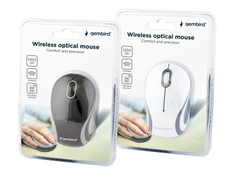 Gembird MUSW-3B-01-MX - Mysz - optyczna - 3 przyciski - bezprzewodowa - 2.4 GHz - odbiornik bezprzewodowy USB - czarny, biały - 