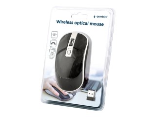 Gembird MUSW-4B-06-BS - Mysz - optyczna - 4 przyciski - bezprzewodowa - 2.4 GHz - odbiornik bezprzewodowy USB - czarno-srebrny -