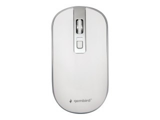 Gembird - Mysz - ergonomiczna - optyczna - 4 przyciski - bezprzewodowa - 2.4 GHz - odbiornik bezprzewodowy USB - biały, srebrny 