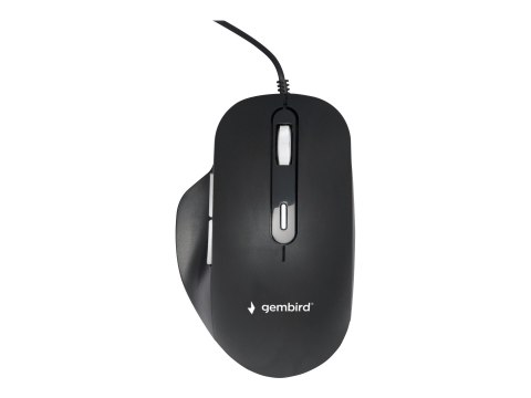 Gembird - Mysz - ergonomiczna - optyczna - 6 przyciski - przewodowa - USB 2.0 - czarny - pudełko prezentowe z okienkiem