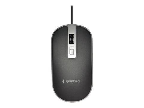 Gembird - Mysz - optyczna - 4 przyciski - przewodowa - USB - czarny, srebrny - blister