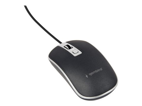 Gembird - Mysz - optyczna - 4 przyciski - przewodowa - USB - czarny, srebrny - blister