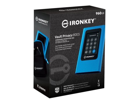 Kingston IronKey Vault Privacy 80 - SSD - zaszyfrowany - 960 GB - zewnętrzny (przenośne) - USB 3.2 Gen 1 (USB-C złącze) - 256-bi