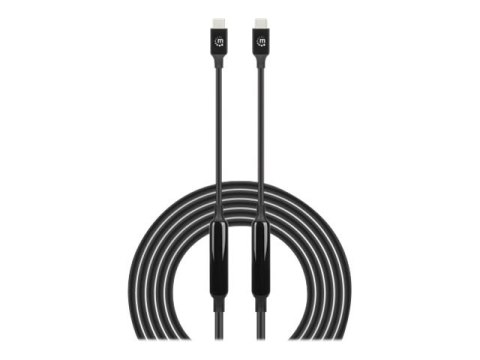 Manhattan USB-C to USB-C Cable, 3m, Active, Male to Male, Black, 10 Gbps (USB 3.2 Gen2 aka USB 3.1), 3A (fast charging), SuperSp