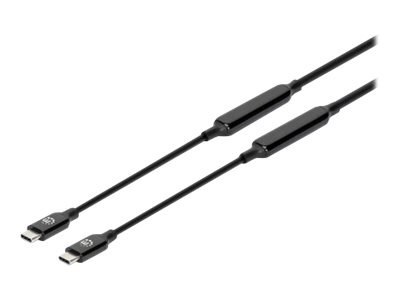 Manhattan USB-C to USB-C Cable, 3m, Active, Male to Male, Black, 10 Gbps (USB 3.2 Gen2 aka USB 3.1), 3A (fast charging), SuperSp