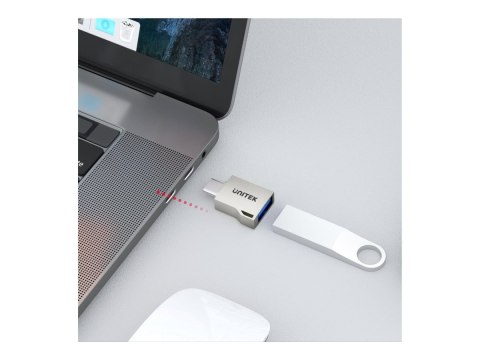 Unitek - Przejściówka USB - USB-C (M) do USB Typ A (F) - USB 3.0 OTG - srebrny