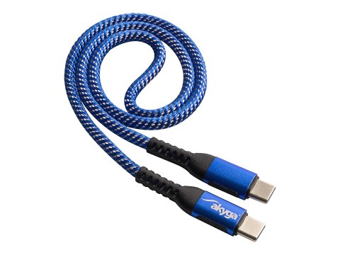 Akyga AK-USB-36 - Kabel USB - USB-C (M) do USB-C (M) - USB 2.0 - 20 V - 5 A - 50 cm - Zasilanie USB (100 W) - niebieski