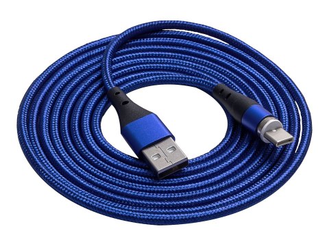Akyga AK-USB-43 - Kabel USB - USB (M) do USB-C (M) magnetyczny - 5 / 9 V - 3 A - 2 m - Power Delivery USB (18 W) - niebieski