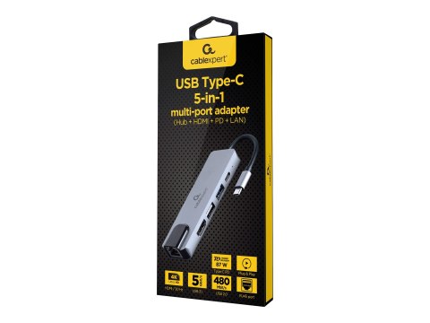 Cablexpert A-CM-COMBO5-04 - Stacja dokująca - USB-C 3.1 - HDMI - 100Mb LAN
