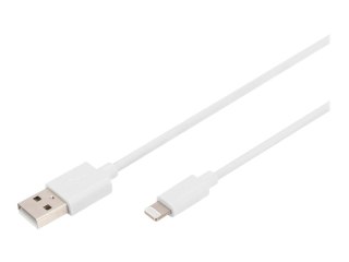 DIGITUS - Kabel Lightning - USB męski do Lightning męski - 2 m - podwójne ekranowanie - biały