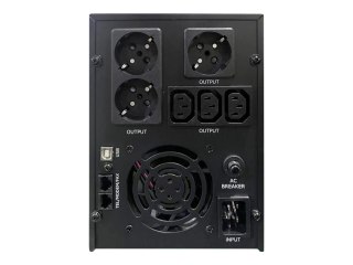 EnerGenie EG-UPS-036 - UPS - wyświetlacz LCD - AC 220 V - 1800 wat - 3000 VA - 7 Ah - USB, RJ-45 - złącza wyjściowe: 6 - czarny