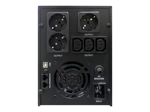 EnerGenie EG-UPS-036 - UPS - wyświetlacz LCD - AC 220 V - 1800 wat - 3000 VA - 7 Ah - USB, RJ-45 - złącza wyjściowe: 6 - czarny