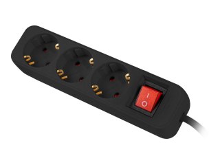 Lanberg - Linka zasilania - z wyłącznikiem - AC 230 V - 2500 wat - wejście: power CEE 7/7 - złącza wyjściowe: 3 (power CEE 7/3) 