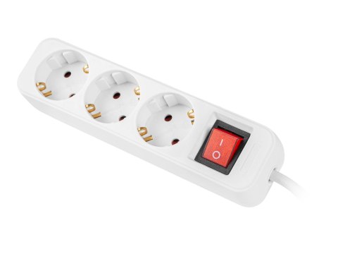 Lanberg - Linka zasilania - z wyłącznikiem - AC 230 V - 2500 wat - wejście: power CEE 7/7 - złącza wyjściowe: 3 (power CEE 7/3) 