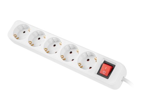 Lanberg - Linka zasilania - z wyłącznikiem - AC 230 V - 2500 wat - wejście: power CEE 7/7 - złącza wyjściowe: 5 (power CEE 7/3) 