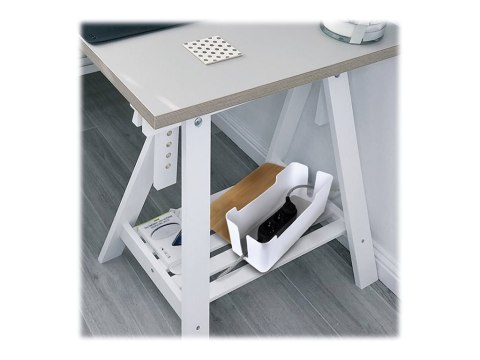 LogiLink - Organizator kabli - z pokrywką bambusową - bambus, biały