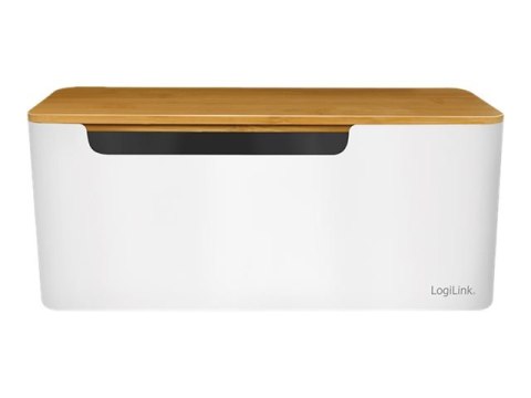LogiLink - Organizator kabli - z pokrywką bambusową - bambus, biały
