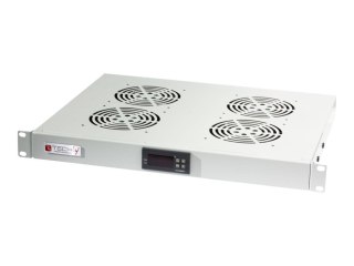 TECHly - Taca wentylatorów stojaka - z 4 wentylatory chłodzące, termostat - AC 220-240 V - szary, RAL 7035 - 1U - 19"
