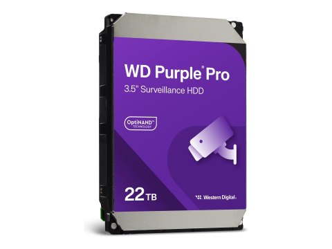 WD Purple Pro WD221PURP - Dysk twardy - 22 TB - nadzór, wideo inteligentne - wewnętrzny - 3,5" - SATA 6Gb/s - 7200 obr/min - buf