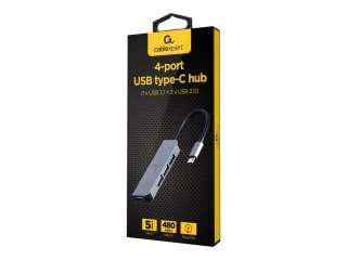 Cablexpert - Koncentrator - 4 porty USB-C - 1 x USB 3.1 Gen 1 + 3 x USB 2.0 - stacjonarny