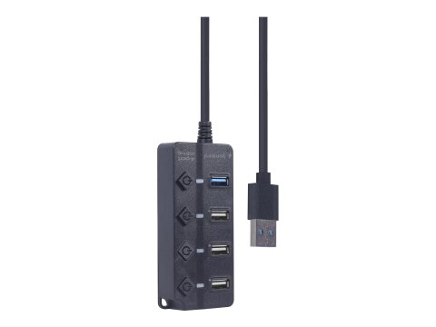 Gembird - Koncentrator - 4 porty - 1 x USB 3.1 Gen 1 + 3 x USB 2.0 - stacjonarny