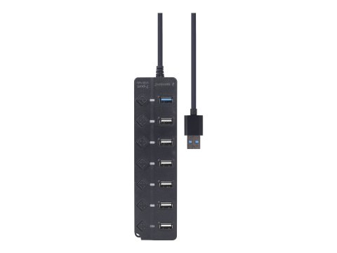 Gembird - Koncentrator - 7 portów, z przełącznikami, czarny - 1 x USB 3.1 Gen 1 + 6 x USB 2.0 - stacjonarny