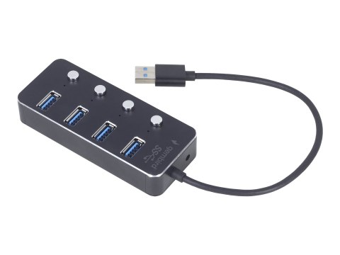 Gembird - Koncentrator - zasilany, z przełącznikami, czarny - 4 x USB 3.1 Gen 1 - stacjonarny