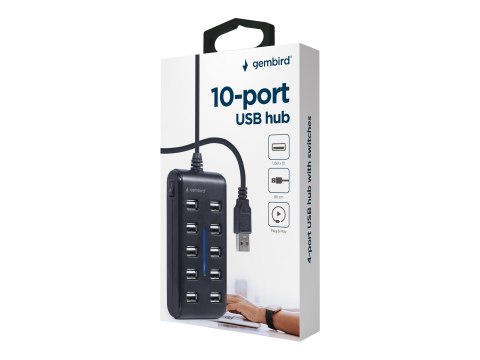 Gembird UHB-U2P10P-01 - Koncentrator - 10 x USB 2.0 - stacjonarny