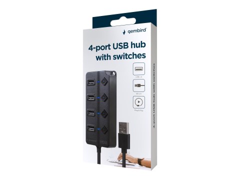 Gembird UHB-U2P4P-01 - Koncentrator - z przełącznikami - 4 x USB 2.0 - stacjonarny