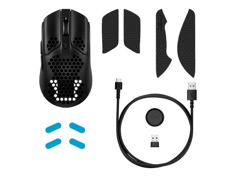 HyperX Pulsefire Haste - Mysz - optyczna - 6 przyciski - bezprzewodowa - 2.4 GHz - odbiornik bezprzewodowy USB - czarny - dla Vi