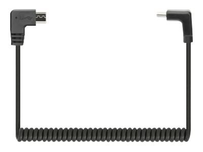 Manhattan USB-C to Micro-USB Cable, 1m, Male to Male, Black, 480 Mbps (USB 2.0), Tangle Resistant Curly Design, Angled Connector