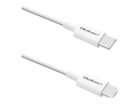 Qoltec - Kabel USB - USB-C (M) do USB-C (M) - USB 2.0 - 20 V - 3 A - 1 m - biały