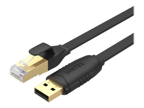 Unitek - Kabel USB / szeregowy - USB (M) do RJ-45 (M) ekranowany - 1.8 m - płaski, kabel rollover - czarny