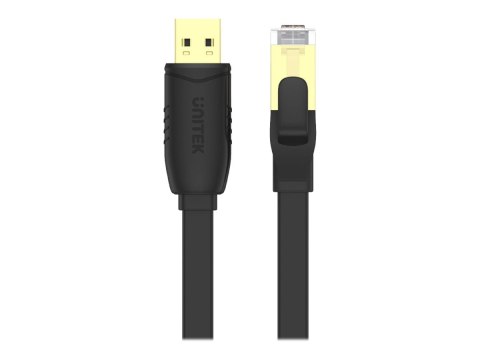 Unitek - Kabel USB / szeregowy - USB (M) do RJ-45 (M) ekranowany - 1.8 m - płaski, kabel rollover - czarny