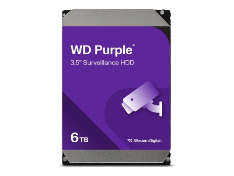 WD Purple WD64PURZ - Dysk twardy - 6 TB - dozór - wewnętrzny - 3,5" - SATA 6Gb/s - 5400 obr/min - bufor: 256 MB
