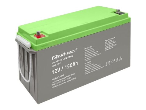 Qoltec - Bateria - 12 V, 44,5 kg, Program Głęboki - żel - 150 Ah