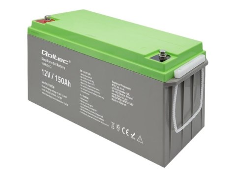 Qoltec - Bateria - 12 V, 44,5 kg, Program Głęboki - żel - 150 Ah