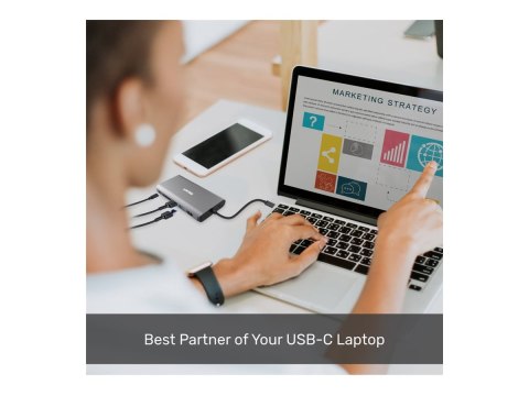 Unitek uHUB O8+ - Stacja dokująca - USB-C - HDMI, VGA - 1GbE
