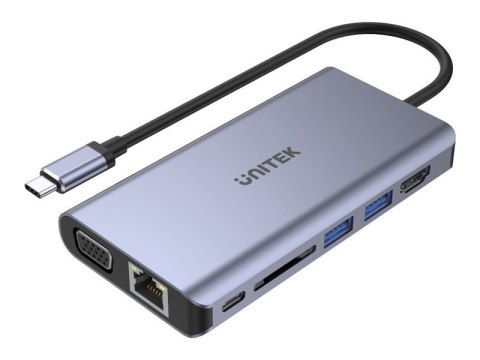 Unitek uHUB O8+ - Stacja dokująca - USB-C - HDMI, VGA - 1GbE