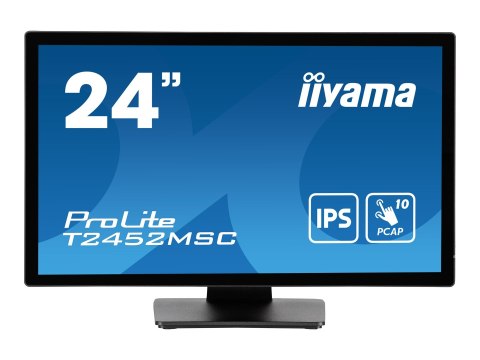 Iiyama ProLite T2452MSC-B1 - Monitor LED - 24" (23.8" widoczny) - ekran dotykowy - 1920 x 1080 Full HD (1080p) - IPS - 400 cd/m²