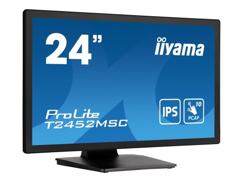 Iiyama ProLite T2452MSC-B1 - Monitor LED - 24" (23.8" widoczny) - ekran dotykowy - 1920 x 1080 Full HD (1080p) - IPS - 400 cd/m²