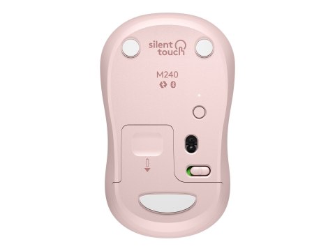 Logitech M240 Silent - Mysz - prawo i leworęczna - optyczna - 3 przyciski - bezprzewodowa - Bluetooth - różowy