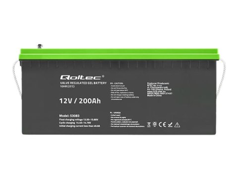 Qoltec - Bateria do UPSa - 12 V, 59,5 kg - żel - 200 Ah
