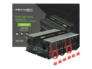 Qoltec Monolith - Inwerter DC na AC - czysta fala sinusoidalna - 12 V - 4000 wat - Europa
