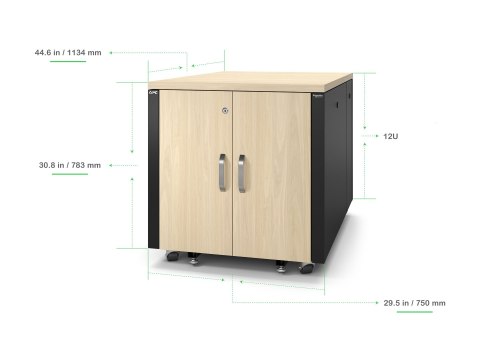 APC NetShelter - Stojak (pion) - dźwiękoszczelny - AC 100-230 V - klon - 12U - 19" - dla P/N: SMTL1500RMI3UC, SRT2200RMXLAUS, SR