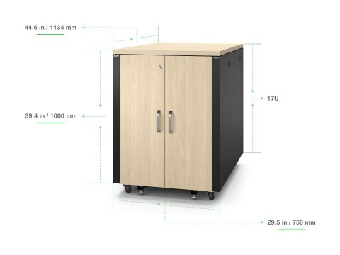 APC NetShelter - Stojak (poziom) - dźwiękoszczelny - AC 230 V - klon - 17U - 19"