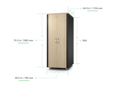 APC NetShelter - Stojak (poziom) - dźwiękoszczelny - AC 230 V - klon - 38U - 19"