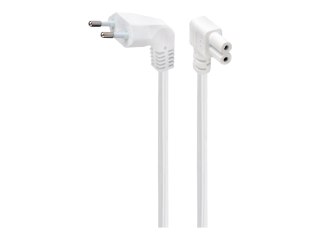 Cablexpert - Kabel zasilający - Europlug (M) kątowe do power IEC 60320 C7 kątowe - 10 A - 2.5 m - odlewany - biały
