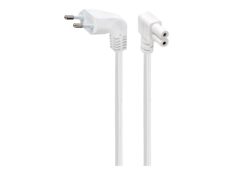Cablexpert - Kabel zasilający - Europlug (M) kątowe do power IEC 60320 C7 kątowe - 10 A - 2.5 m - odlewany - biały